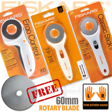 Genuine Fiskars 60mm Rotary Cutters, Stick, Ergonomic, Replacement Blades