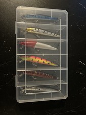 Six Spinning Lures - 10cm length, 9gm weight, comes with plastic box.