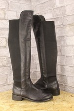 BLACK LEATHER KNEE HIGH PULL