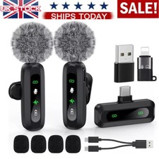 Wireless Lavalier Microphone Clip Mic For iPhone iPad Samsung Recording Vlog UK