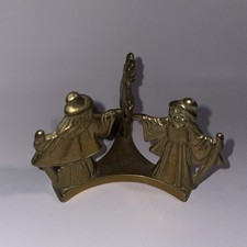 Vintage Brass Crystal Ball Stand / Holder. Wicked Looking Witch Holding A Staff 