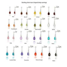 Sterling Silver 4x6mm Cubic Zirconia Tear Shape Everyday Drop Dangle Earrings
