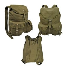 Canvas Backpack Vintage Army Style Camping Fishing Travel Laptop Bag Olive Green