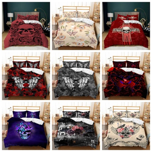 Red gothic skull bird - red,