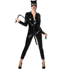 Catwoman Costume Black PVC 3 Piece Sexy Fancy Dress Halloween Michelle Ladies