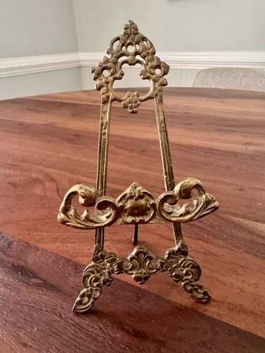 Vintage ornate brass easel - ornate,