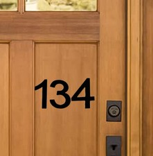Stick-On House Numbers - No 134 - Satin Black - 10cm - Door, Fence, Gate