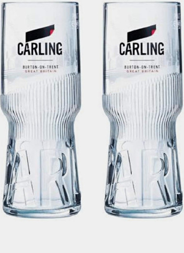 Carling pint beer glasses - beer, set