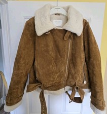 Women's Suede Leather Mustard Jacket Zara