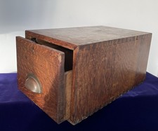 Vintage Oak Wood Index Card Filing Cabinet Library Doctors Desk Organiser Drawer