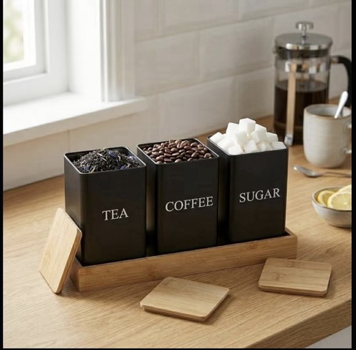 Tea coffee sugar canisters - tea,