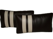 2  Black & Cream Faux Leather