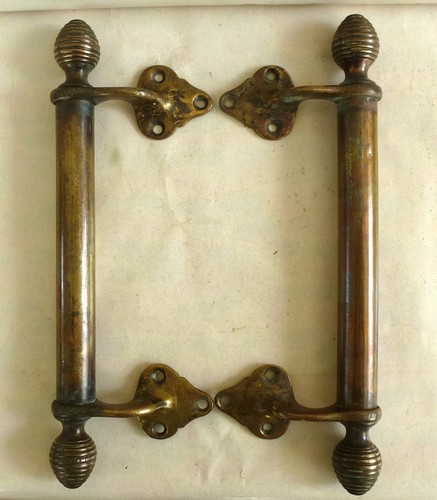 Pair antique brass sash - antique,