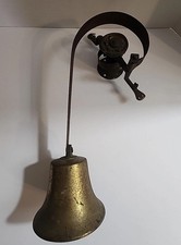 ANTIQUE SERVANT/STORE DOOR BELL WITH BRASS BELL, CAST IRON, STEEL HOLDER VINTAGE