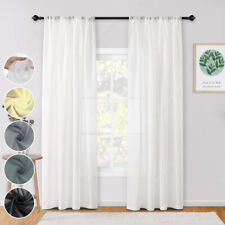 Pair (2 Panels) Voile Curtains Panel sheer Lucy Slot Top Plain Curtain Voile Net