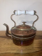 Antique Victorian Copper Kettle with Ceramic Handle