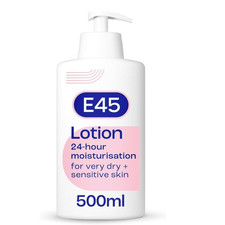 E45 Moisturising Lotion 500 ml for Dry Sensitive Skin Long Lasting Hydration UK