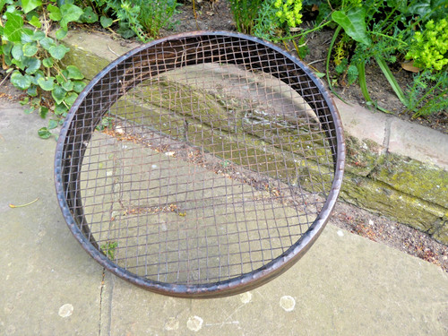 Vintage garden sieve metal - sieve.,