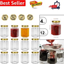 12 Pack 4oz Hexagon Glass Jars