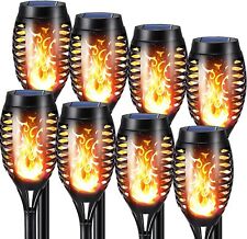 8× Flame Effect Outdoor Lights Stake Garden Path Flickering Torch LED Solar Lamp