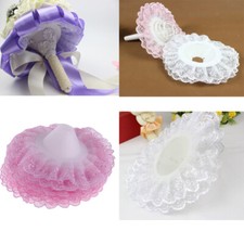 10pcs Pack Wedding Party Bridal Bouquet Lace Edge Collar Flower Handle Holder