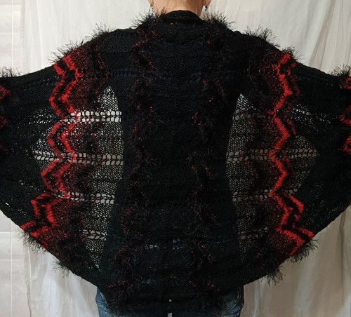 Handmade black red mohair - handmade,