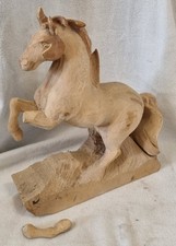 Vintage Carved Wooden Figure rearing horse pony animal Sculpture Classical 