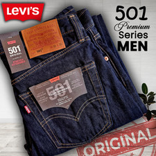Levi's 501 Original Mens Jeans Regular Fit Straight Leg Dark Blue