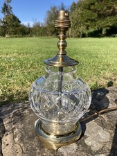 Waterford Cut Crystal Glass & Brass Table Lamp - Tested & Working