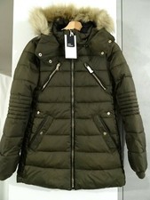  ZARA HUNTER GREEN WATER-RESISTANT PUFFER COAT WITH HOOD SIZE XS UK 8