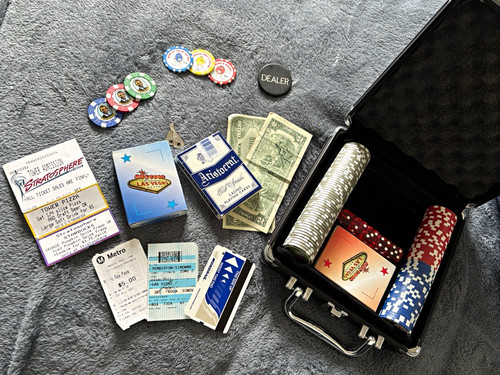 Black aluminium poker set - black,