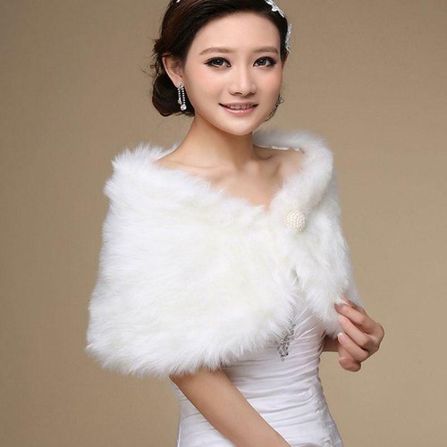 Womens white faux fur bridal - white,