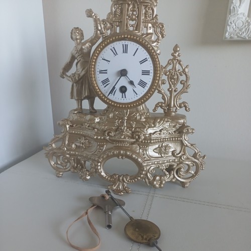 Antique french figural mantle - french,