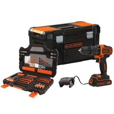Black+ Decker 18V Cordless Hammer Drill 104 acc's + tool box set BCD700K104A-GB