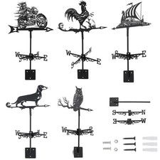 Black Metal Weather Vane Wind Indicator Weathercock Garden Shed House Decoration