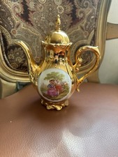 Vintage Porcelain Teapot Gold