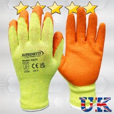 120 PAIRS LATEX COATED ORANGE RUBBER SAFETY WORK GLOVES MENS BUILDERS GARDENING