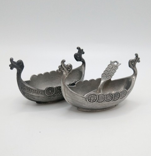 Pewter viking ship salt - pewter,