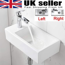 SMALL BATHROOM WALL HUNG CLOAKROOM CERAMIC COMPACT HAND WASH BASIN SINK WHITE