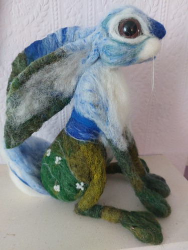 Needle felted moon gazing hare - needle,