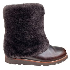 Rare UGG Women’s Maylin Brown Leather Shearling Cuffed Winter Boot Size US 7