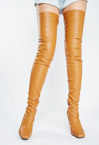 Square toe thigh high faux - square,