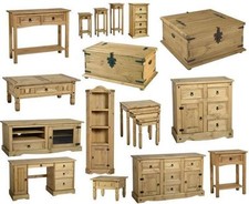 MEXICAN PINE CORONA LIVING ROOM FURNITURE TABLE, SHELVES 