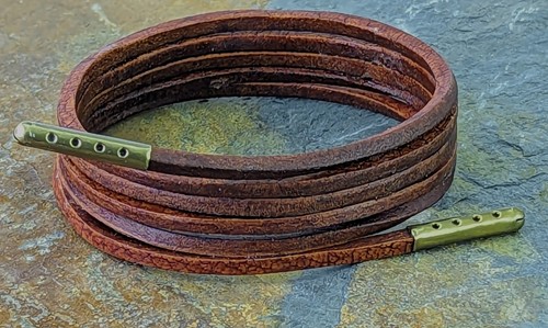 Natural leather shoelaces and
