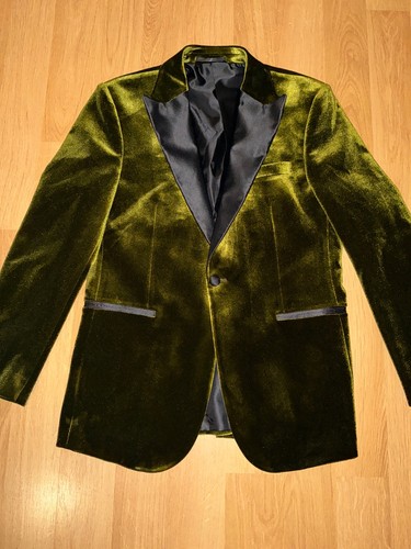 Mens dark green olive - green, velvet