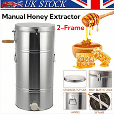 Manual Honey Extractor Stainless Steel 2-Frame Crank Honeycomb Spinner with Lid
