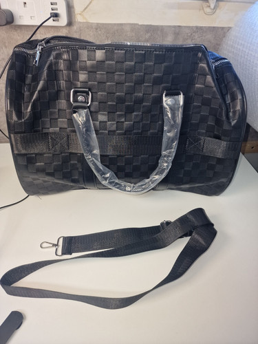 Black checked faux - faux, leather