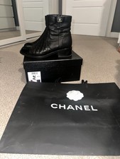 Chanel Black Quilted Lace-Up