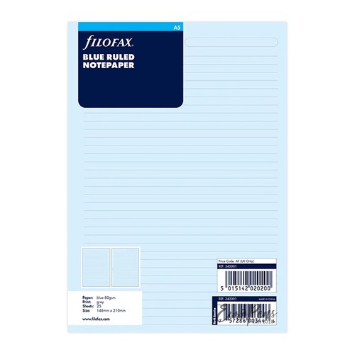 Filofax blue ruled paper - a5,