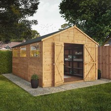 Waltons 15x10 Wooden Garden Shed Workshop Shiplap Double Door Storage 15ft 10ft